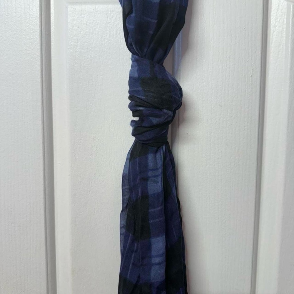 New | Blue/Black Plaid Printed Woven Modal Hijab/Scarf